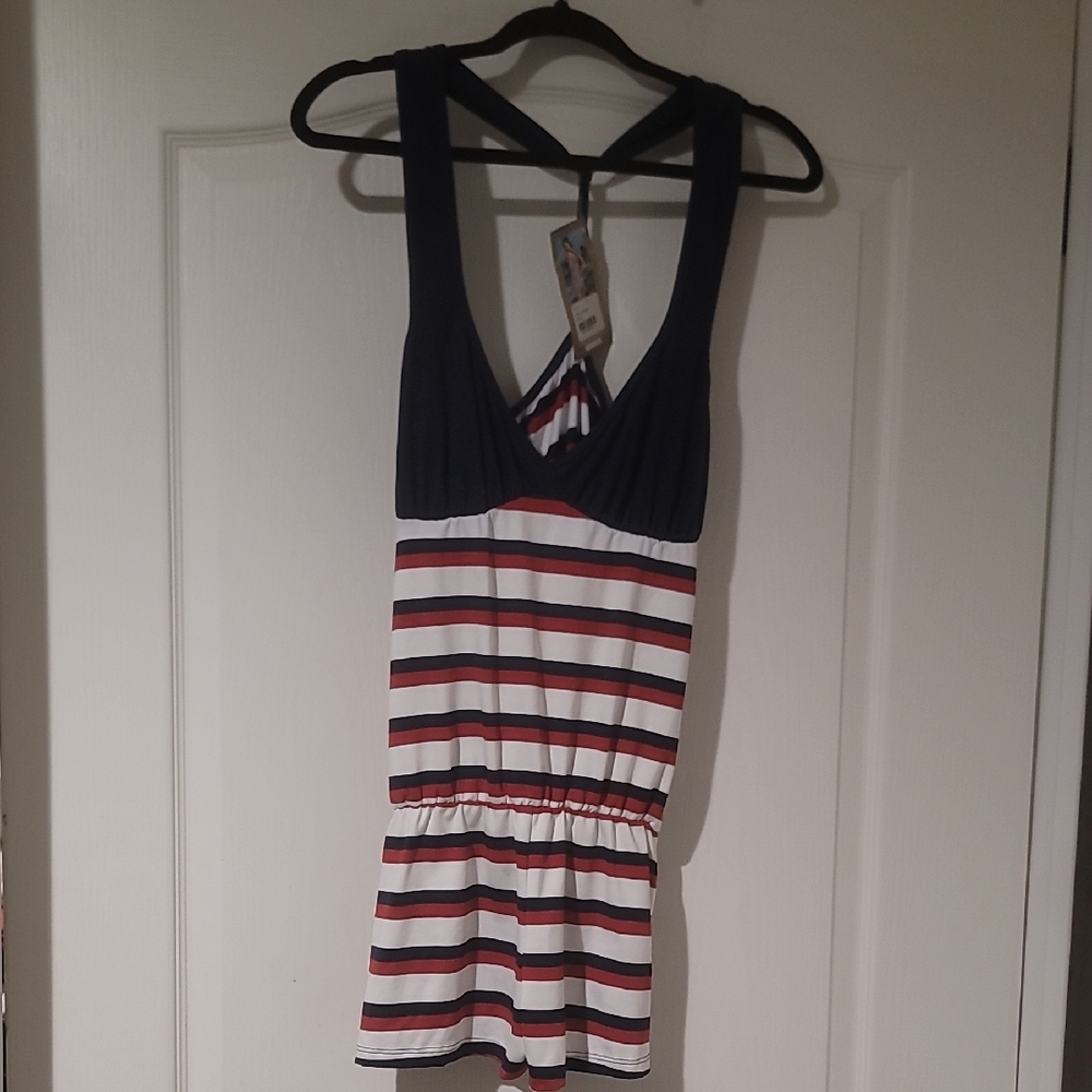 NWT Mapale Striped NavyStripes  Sleeveless Romper Size Small